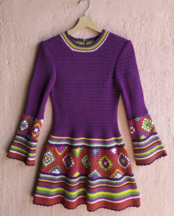 Vintage Handmade Crochet 70s Dress