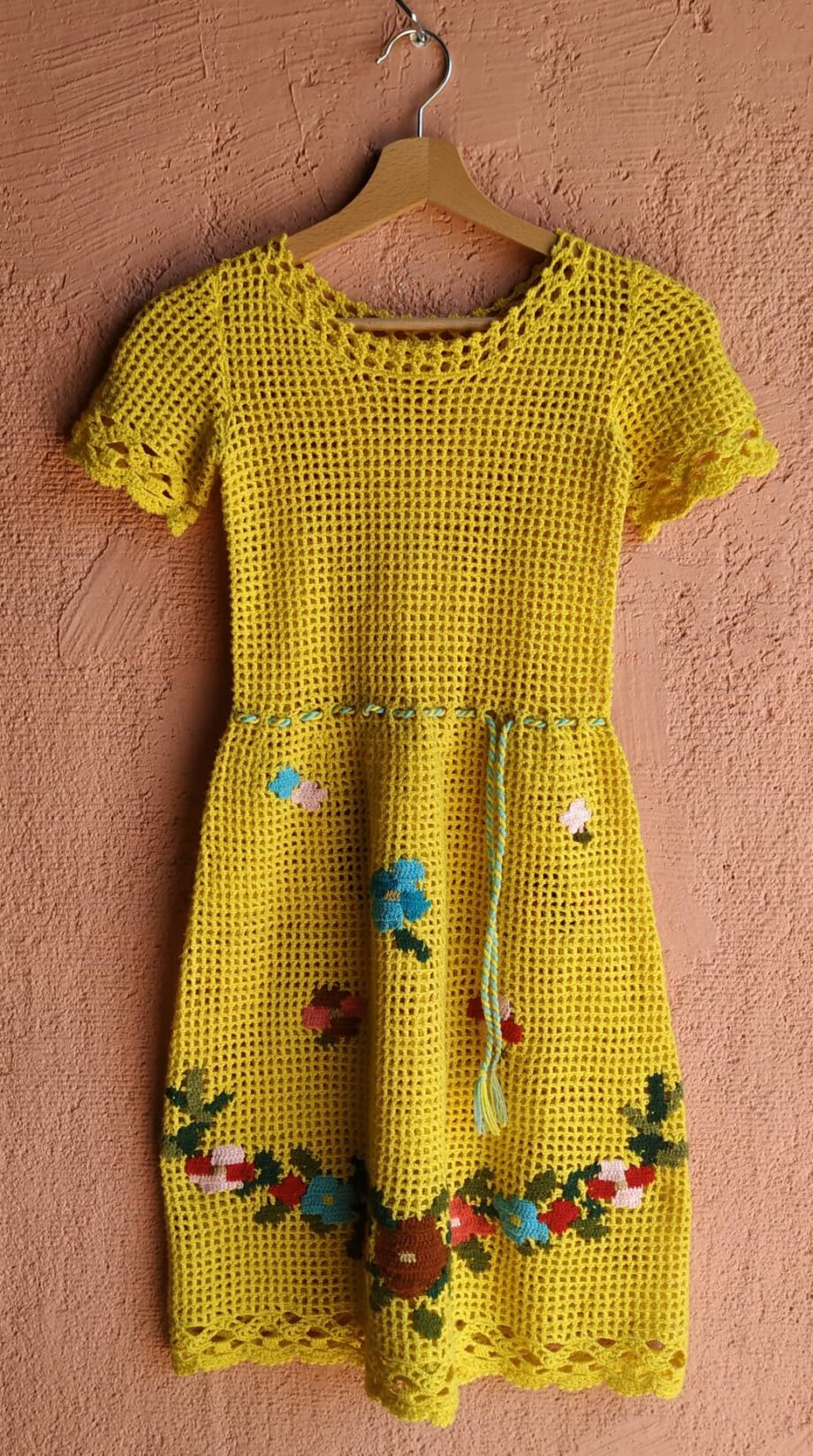 Vintage Handmade Crochet 70s Dress