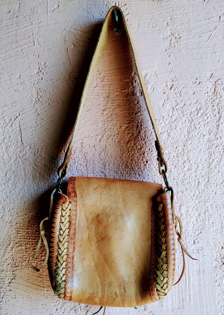 Vintage Boho 70s Leather Painted Bag