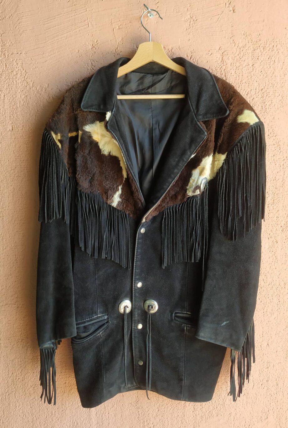 Vintage Fringe Suede Navajo Jacket with Pony details